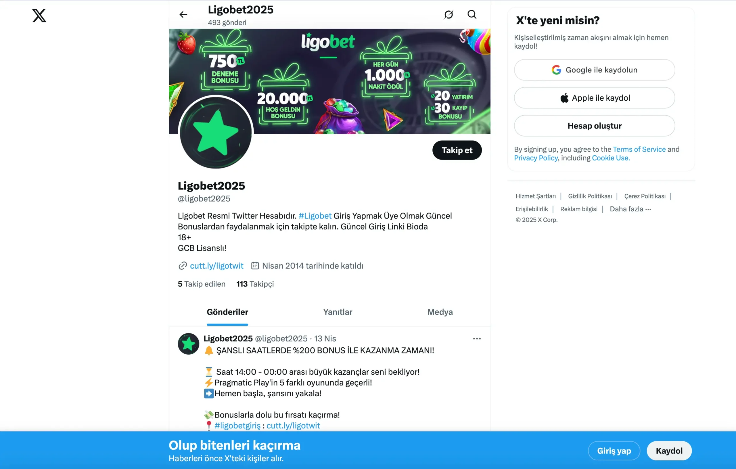 Ligobet Twitter ve Sosyal Medya Hesapları
